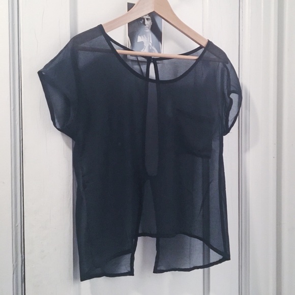Sheer Black Short Sleeve Top - Picture 1 of 2